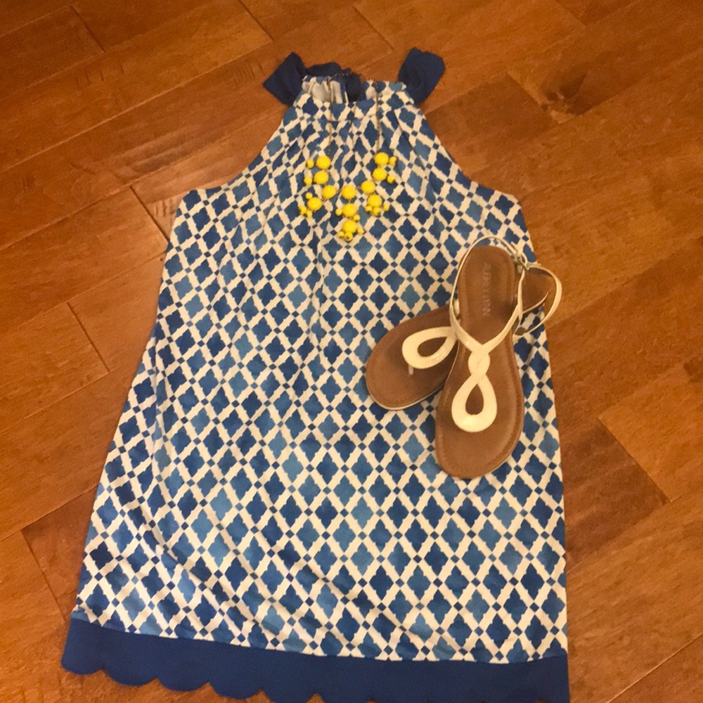 Mudpie size large high neck blue dress